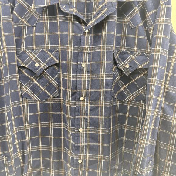 Ely Cattleman Tall Man Shirt Mens 3XLT Pearl Snap Blue Plaid Western Cowboy - Picture 2 of 4